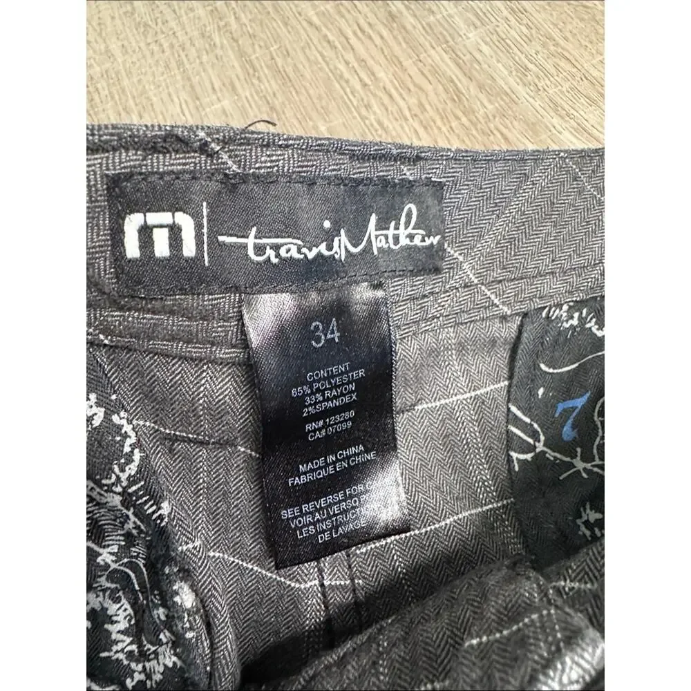TRAVIS MATHEW Men's Gray Plaid Flat Front Shorts